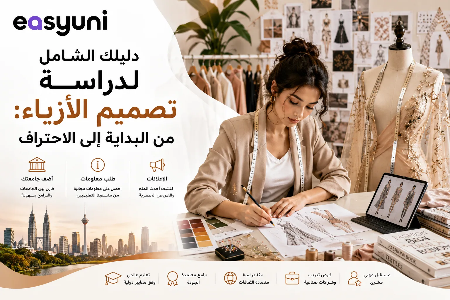 للسيو، أفضل اسم ملف يكون قصيرًا ويحتوي على الكلمة المفتاحية الأساسية. أنصح بهذا: دراسة-تصميم-الأزياء-في-ماليزيا.webp ⭐⭐⭐⭐⭐ ولو هتستخدمي الغلاف لمقال عنوانه: دليلك الشامل لدراسة تصميم الأزياء: من البداية إلى الاحتراف فممكن يكون: دليلك-لدراسة-تصميم-الأزياء.webp لكن من ناحية SEO، الأول أفضل لأنه يحتوي على "في ماليزيا" وهي الكلمة التي يستهدفها EasyUni. Alt Text طالبة تصميم أزياء تعمل على رسم وتصميم الأزياء داخل استوديو احترافي، مع أدوات الخياطة والمانيكان، في دليل دراسة تصميم الأزياء في ماليزيا.
